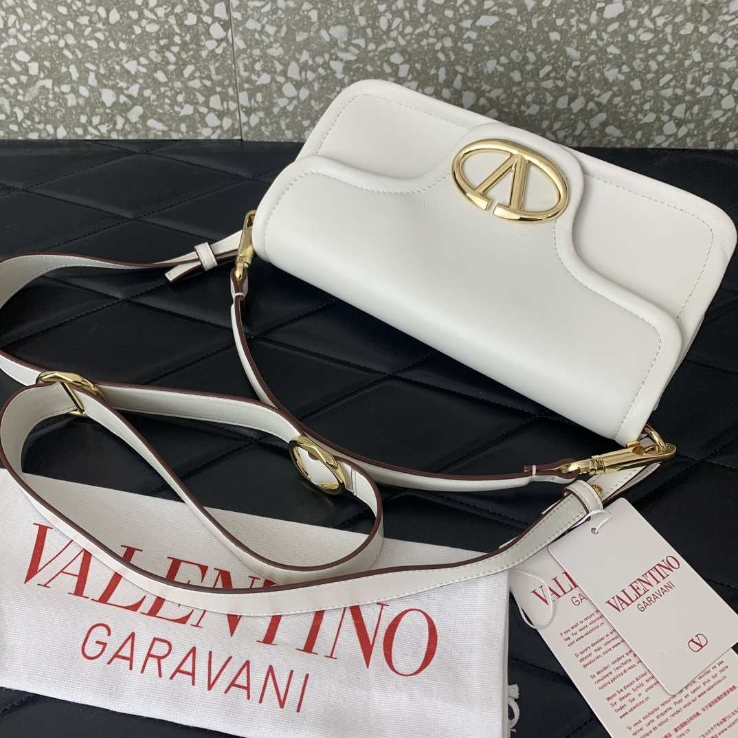 Valentino Garavani VLogo 1960 Medium Shoulder Bag in Ivory Nappa Leather 